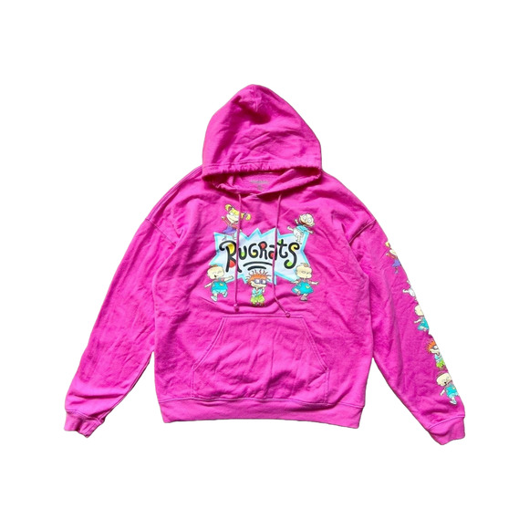 Nickelodeon Rugrats Hoodie Sweatshirt XL Pink Cartoon Y2K Nostalgic Cluttercore - Picture 1 of 9